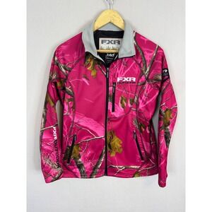 FXR Outdoor Womens Pink Realtree Camo Softshell‎ Jacket Full Zip Size 8